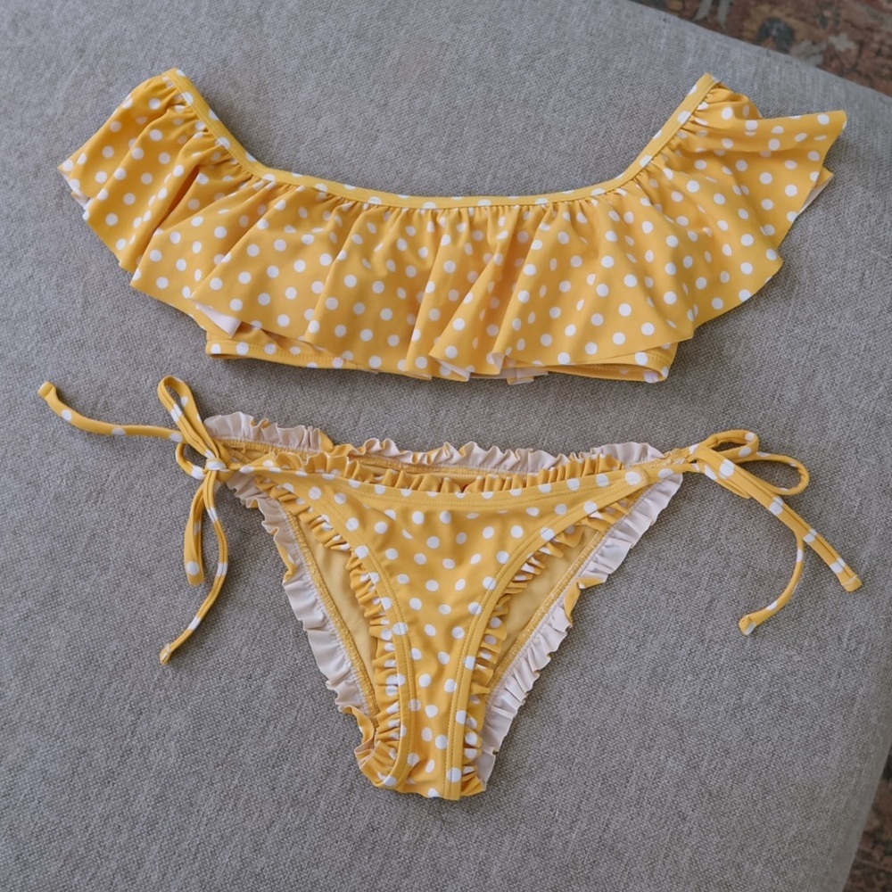 Cabana Del Sol Yellow Polka Dot Bikini | S/M